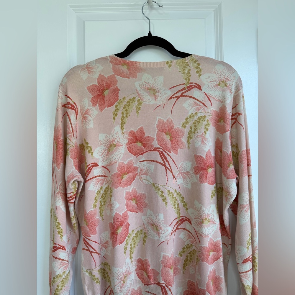 Pendleton Women’s Pink Green Floral Silk Blend Cardigan Size Large - Picture 4 of 10